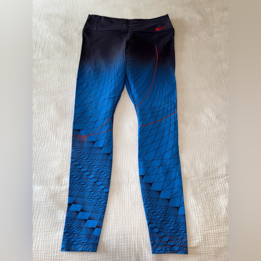 Nike Black and Blue Dri-FIT Leggings